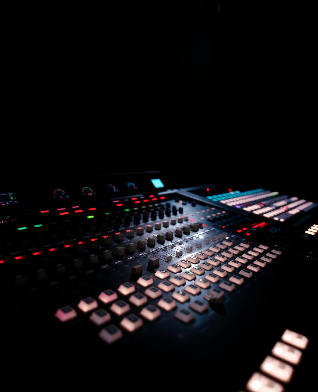Console de iluminação grandMA em cabine de controle